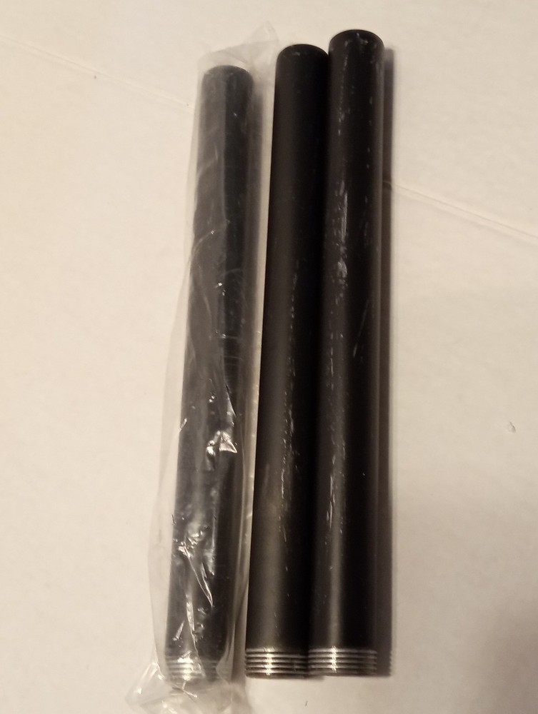 THREAD ONE END PIPE/ NIPPLE 3/4" Black Indusrial Decor Pipe 10" Long 3 Pack