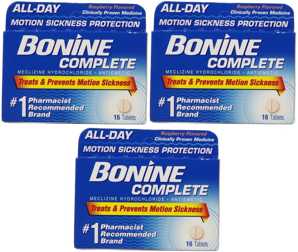 Bonine Motion Sickness Protection Chewable Tablets 16 Tablets Nausea 3 Pack