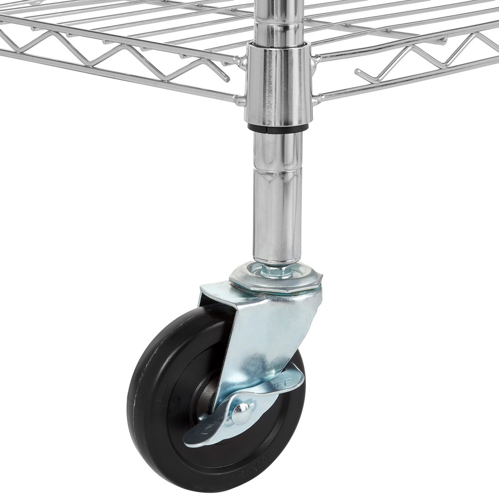 Amazon Basics 3-Tier Kitchen Storage Rack with Caster Wheels, Adjustable Shelves