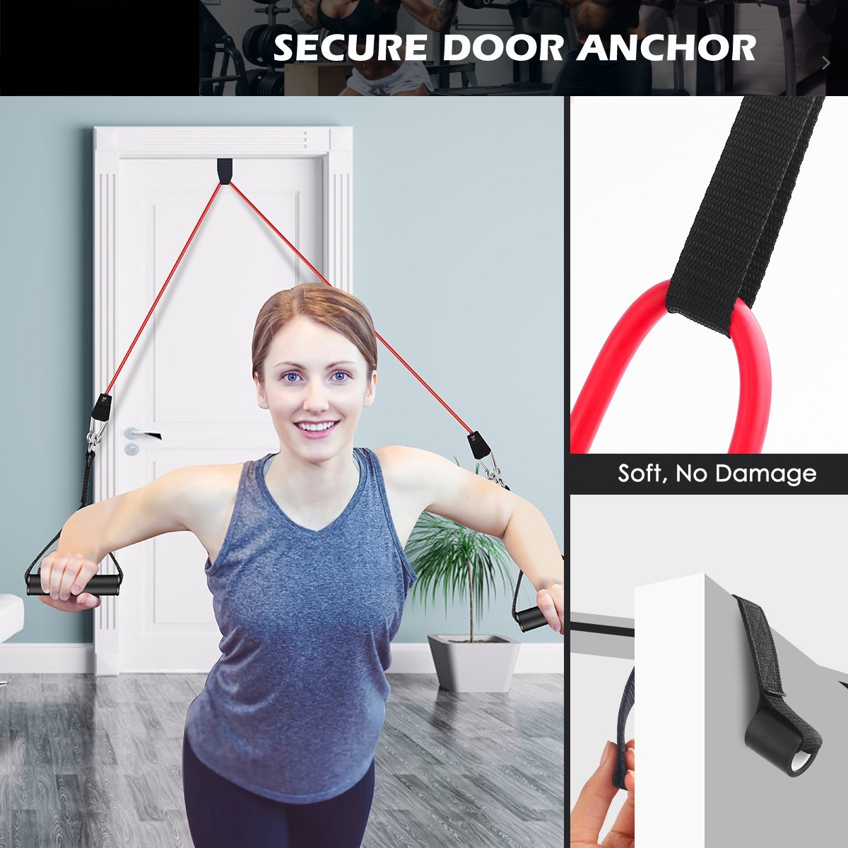 Resistance Bands Set 10–50 LB, Exercise Bands Kit for Men & Women, 11 pc Set