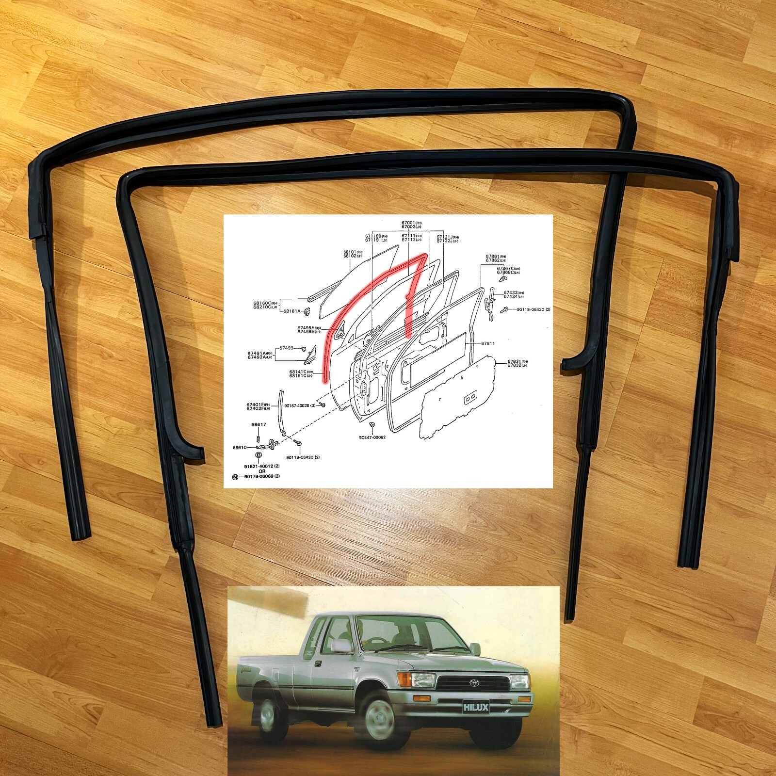 88-97 for Toyota Hilux LN85 Pickup Truck door window glass run channel felt seal