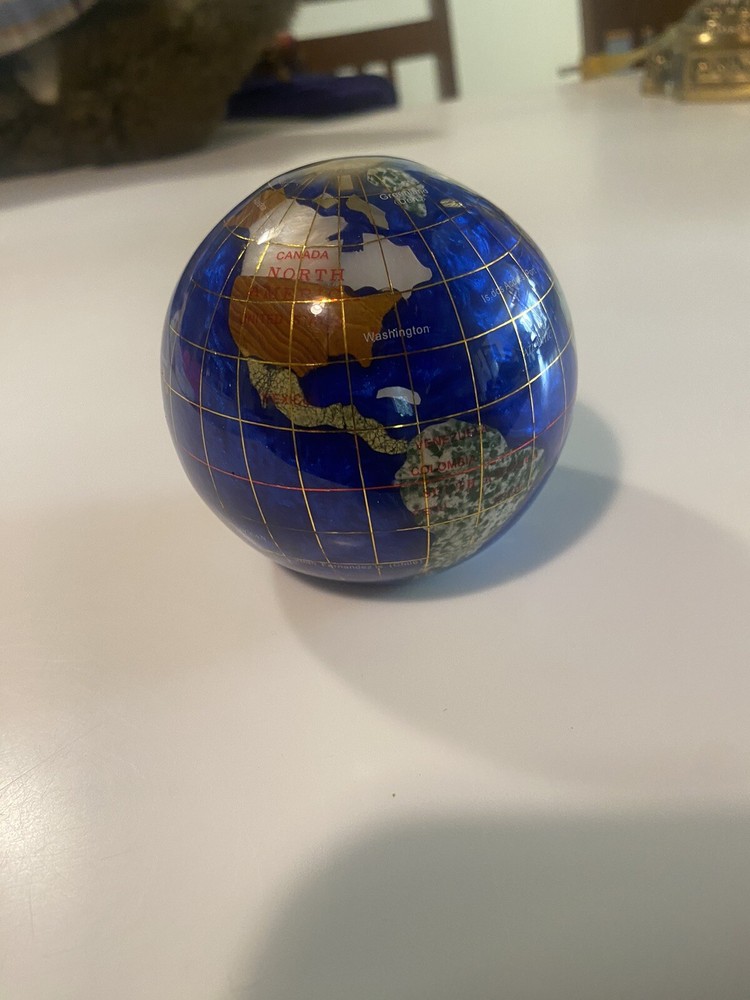 Alexander Kalifano Gemstone Globe Paper Weight Blue
