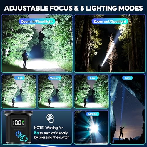 LED Rechargeable Flashlights 9900 High Lumens 2Pack, Super Bright Flashlight,