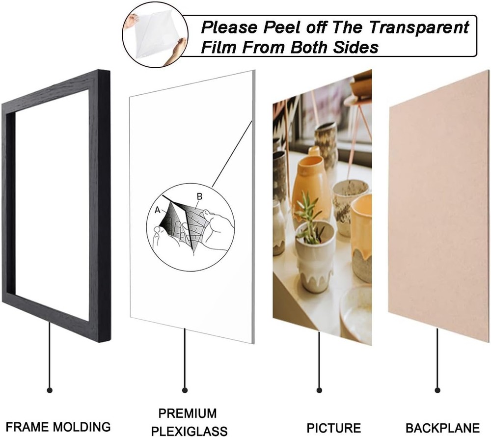 Picture Frame in Black -8.27x11.69 Poster Frames, Documents Frames w