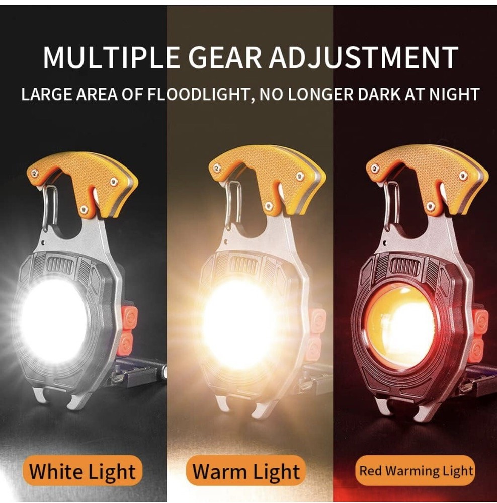 Mini Flashlight Keychain Multifunction Light Screwdriver Bottle Opener Lighter