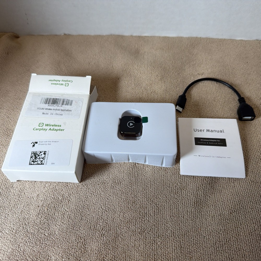 Wireless CarPlay Adapter for iPhone & Android Fast Connection Plug and Play, New