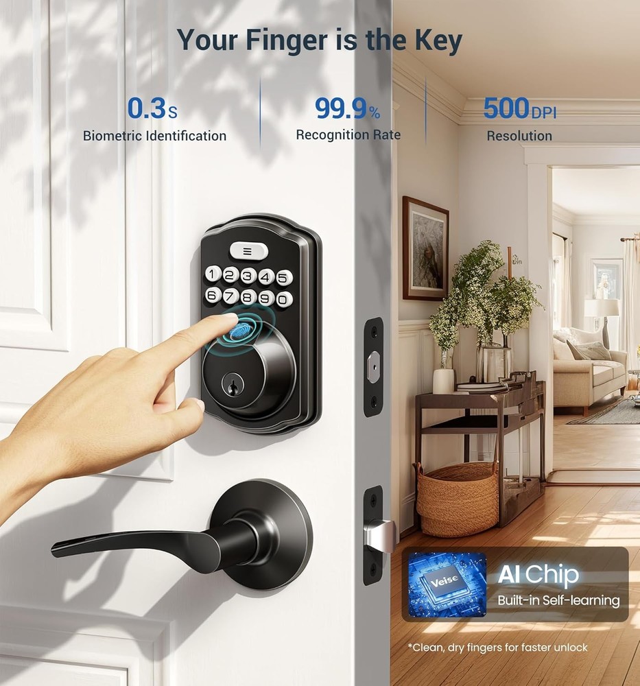 Fingerprint Door Lock - Keyless Entry Door Lock, Electronic Keypad