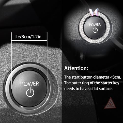 Red Devil Heart Push Start Button Ring Car Decor for Women Girly Engine Start