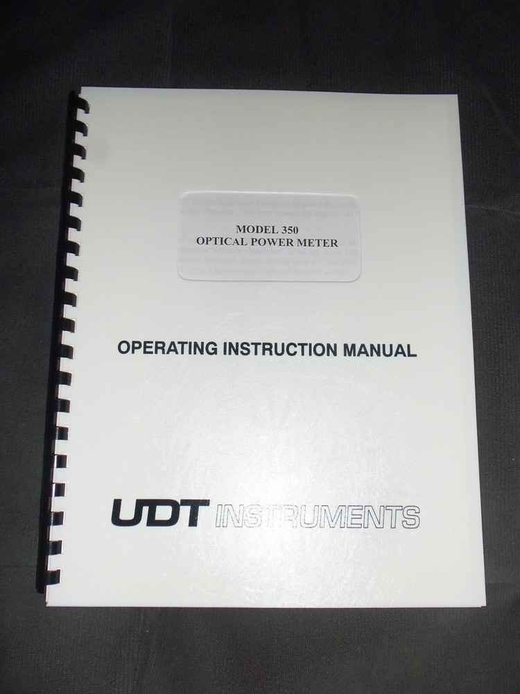 UDT Instruments Model 350 Optical Power Meter Operating Instruction Manual