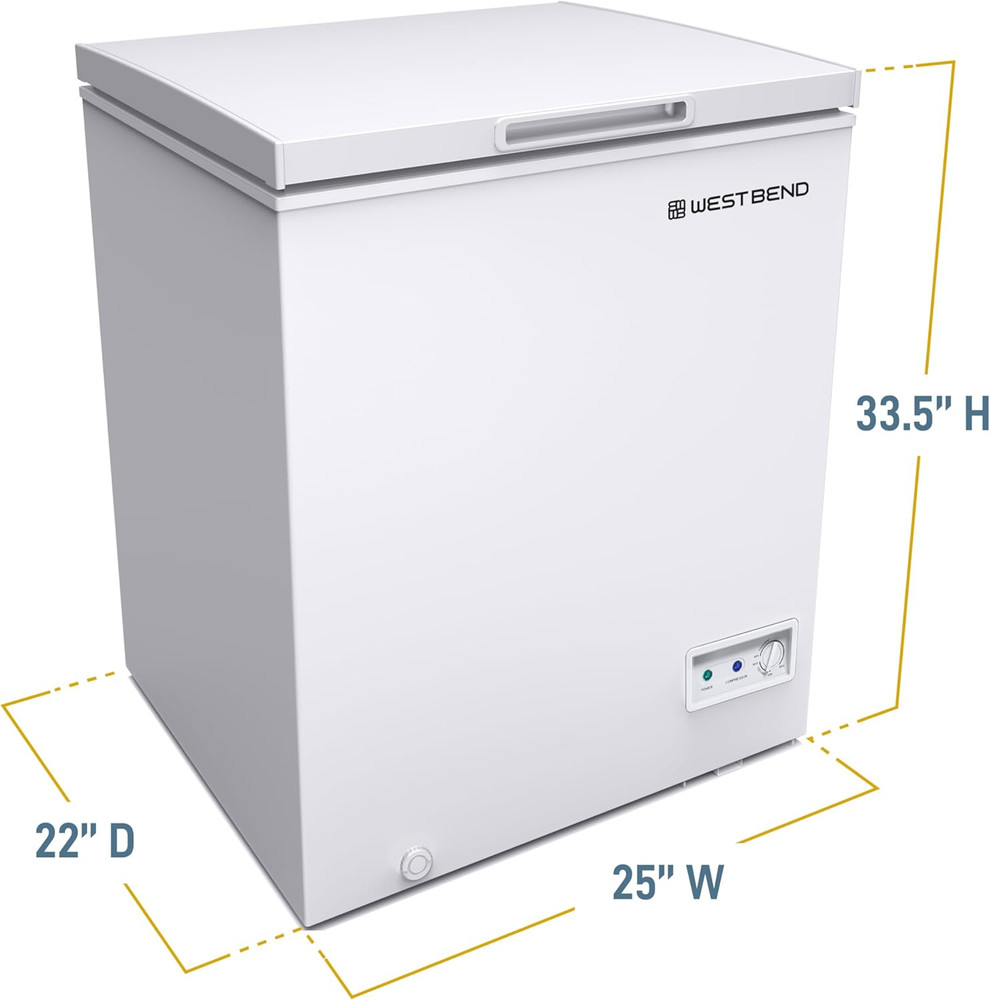 Chest Freezer with Adjustable Temperature Control, Free-Standing with Single Fli