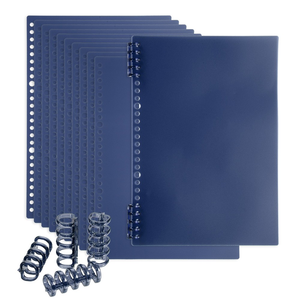 12 Pack B5 22 Mil Plastic Notebook Binder Covers with Binding Comb, Dark blue