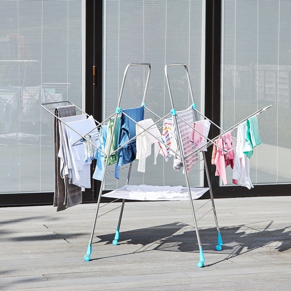 Fold Multi Metal Clothes Drying Rack Auto Opening Flat Ideal Delicate Garments