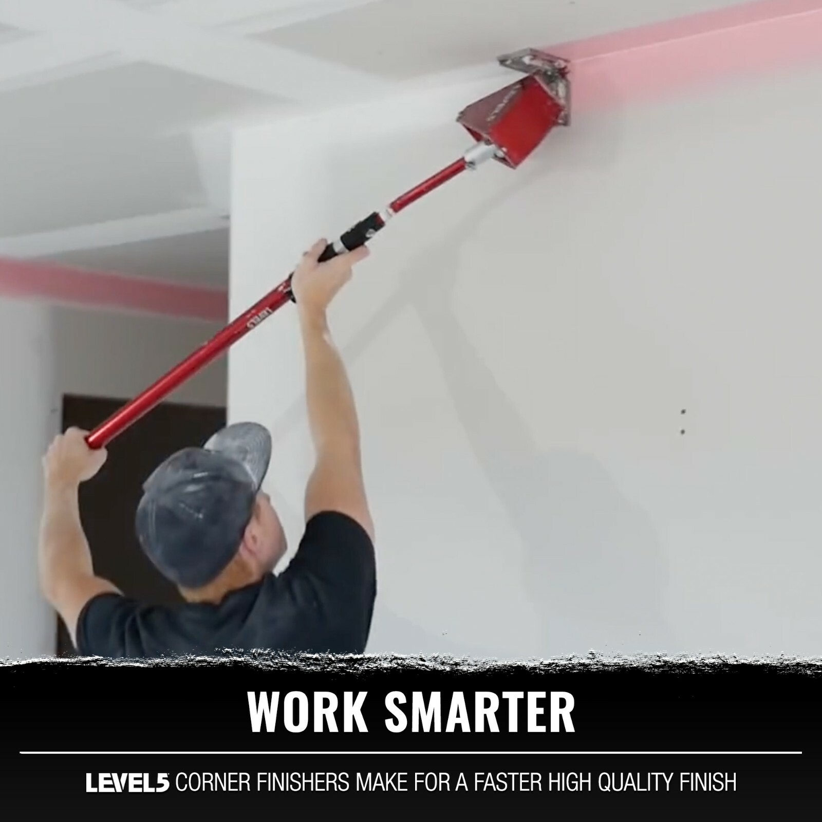LEVEL5 Drywall Tools - 3.5" Corner Finisher (Angle Head) + 54" Handle | 4-534