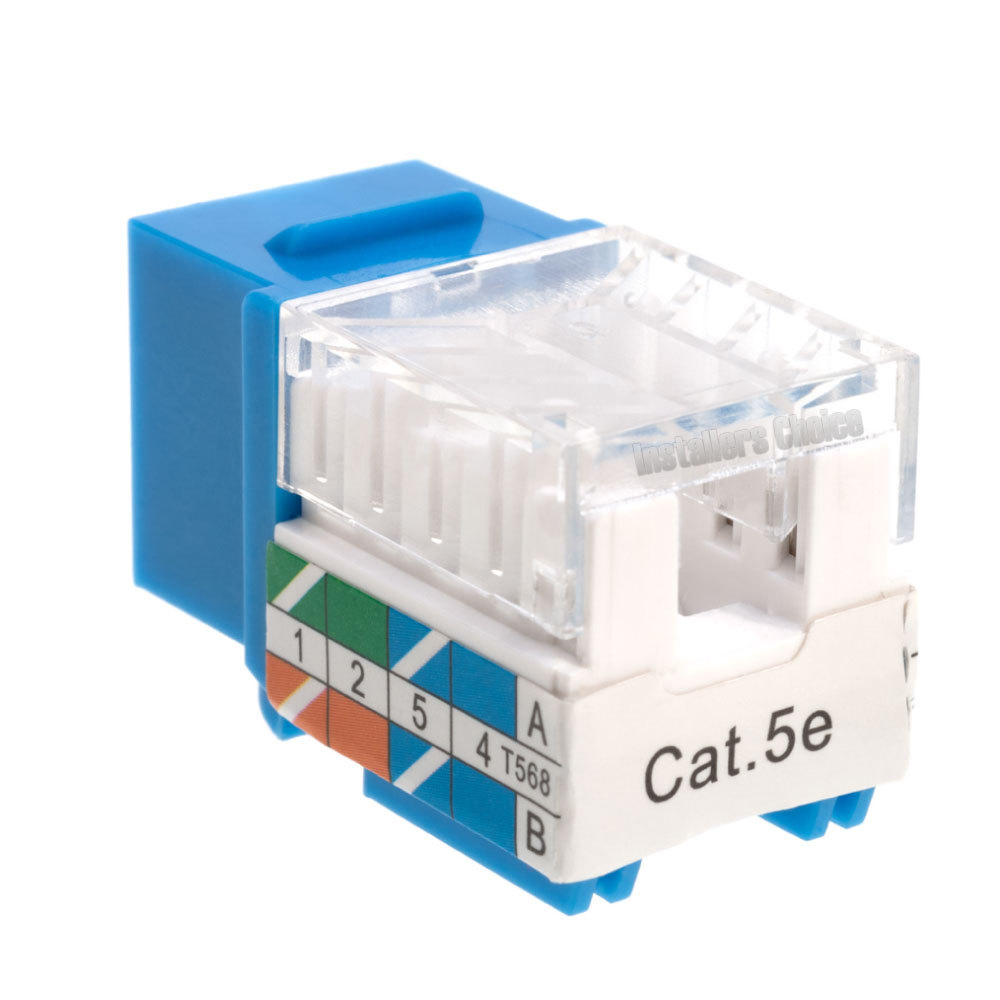 100 pack Cat5e 45° Angled Keystone Jack Network 110 Punchdown 8P8C Cat Blue