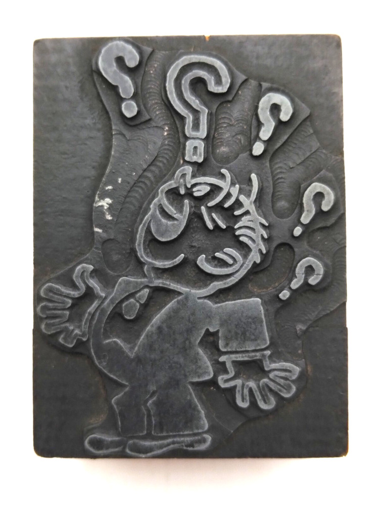Printing Letterpress Printers Block Man With Questions