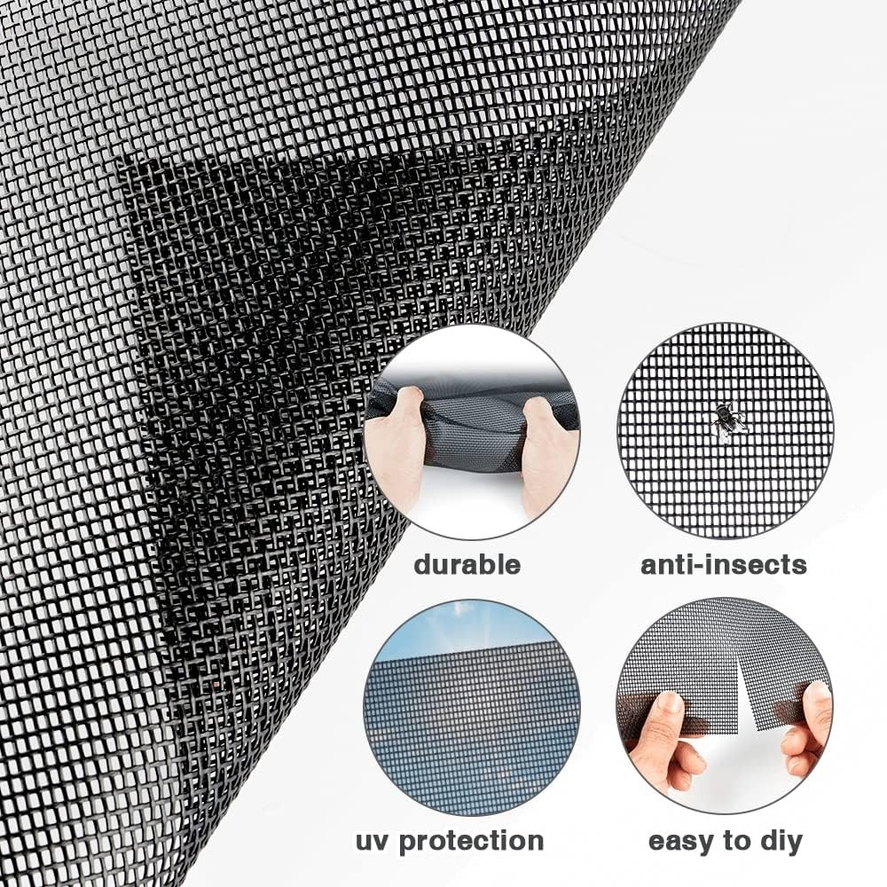 59x200" Pet Proof Window Screen Mesh Roll Replacement,Charcoal,Scratch Resistant