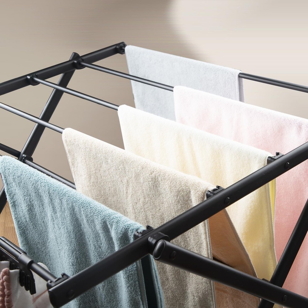 3 Tiers Extendable Clothes Drying Rack, Vertical Laundry Rack Portable and Co...