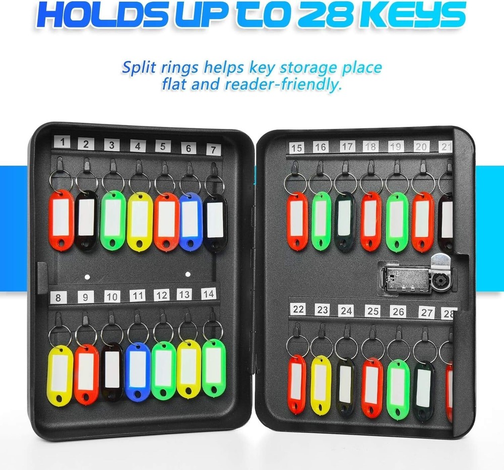 28 Key Cabinet Lock Box – Steel Security Organizer with Combo Lock, Code & Tags