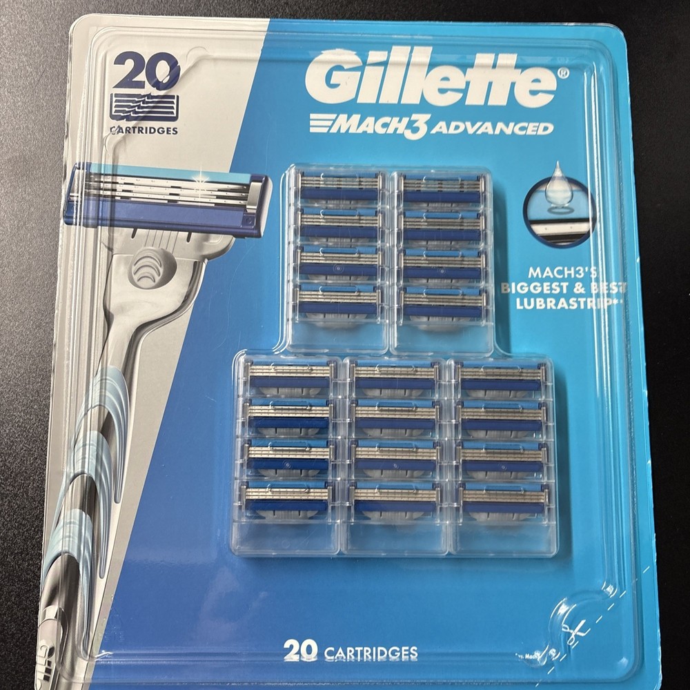 NEW GILLETTE MACH 3 ADVANCED REFILL CARTRIDGES, 20 COUNT