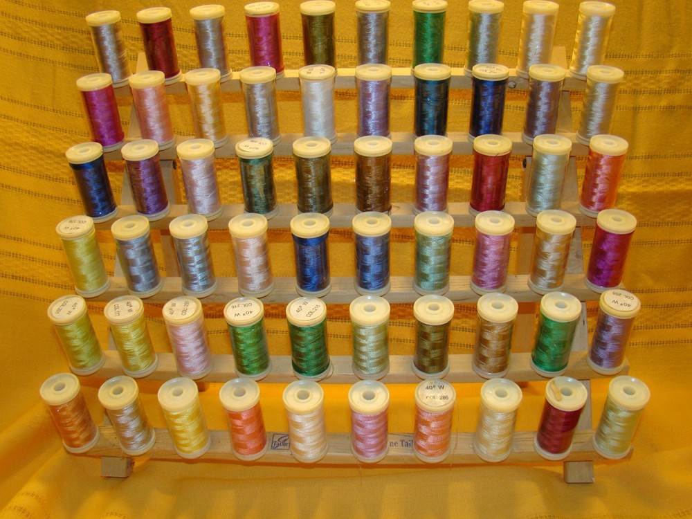 June Tailor Thread Holder Standing 60 Spool Rack PLUS 60 New Embroidery Spools