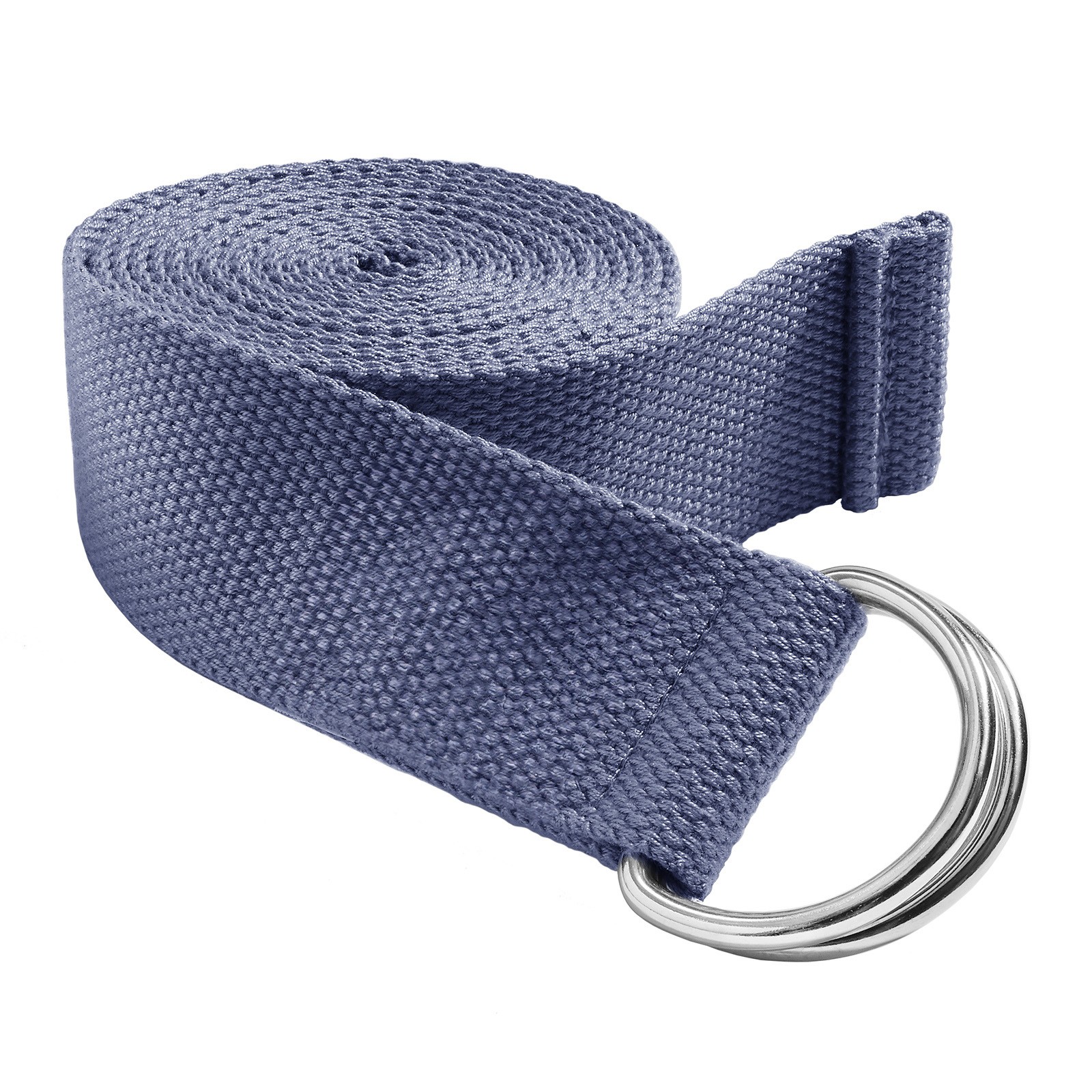 7-1/2' Woven Cotton Blend Yoga Strap - Stretching Exercise Prop Belt - Blue