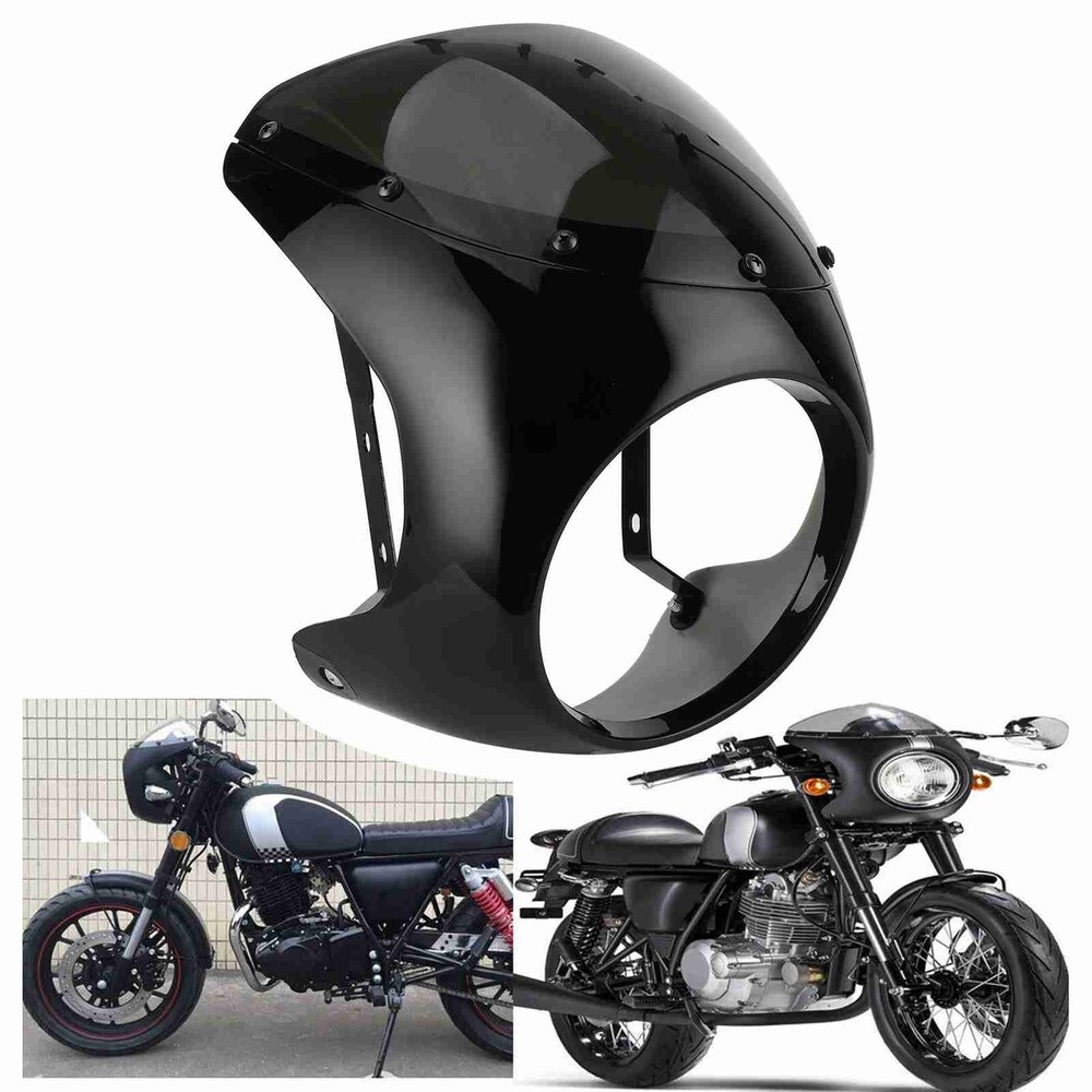Black Lens 7in Headlight Fairing Wind Deflector Windshield for Motorcycle