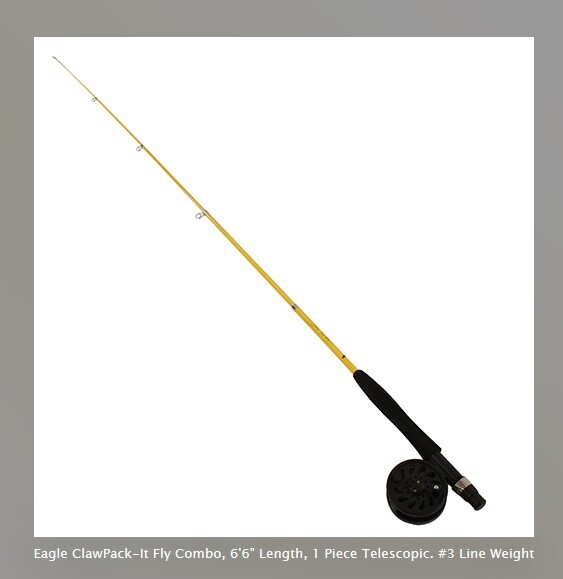 EAGLE CLAW Pack-It Telescopic Fly Rod/ Reel Combo 6'6" #PK66TF NEW FREE SHIPPING