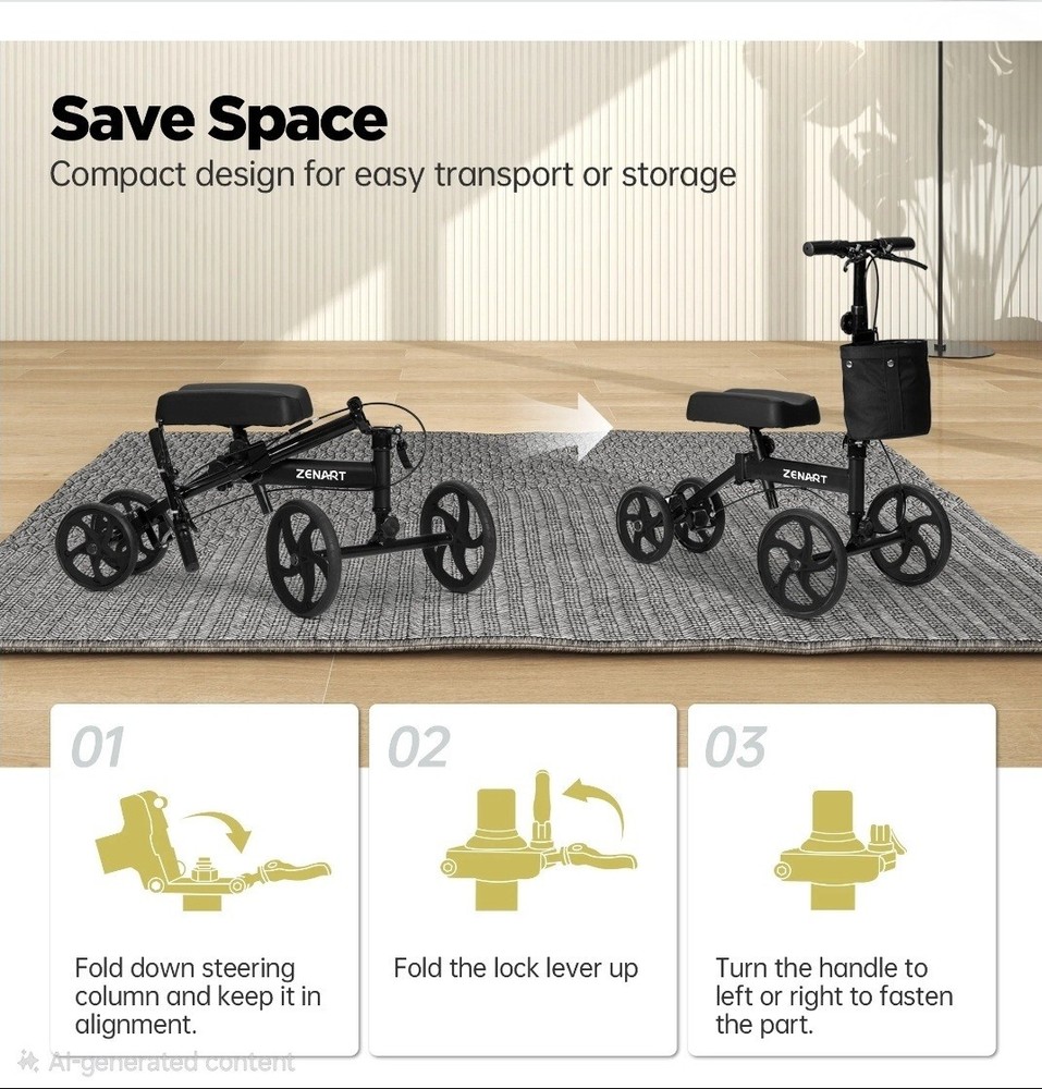 Zenart Knee Walker MT-9253 Black Scooter