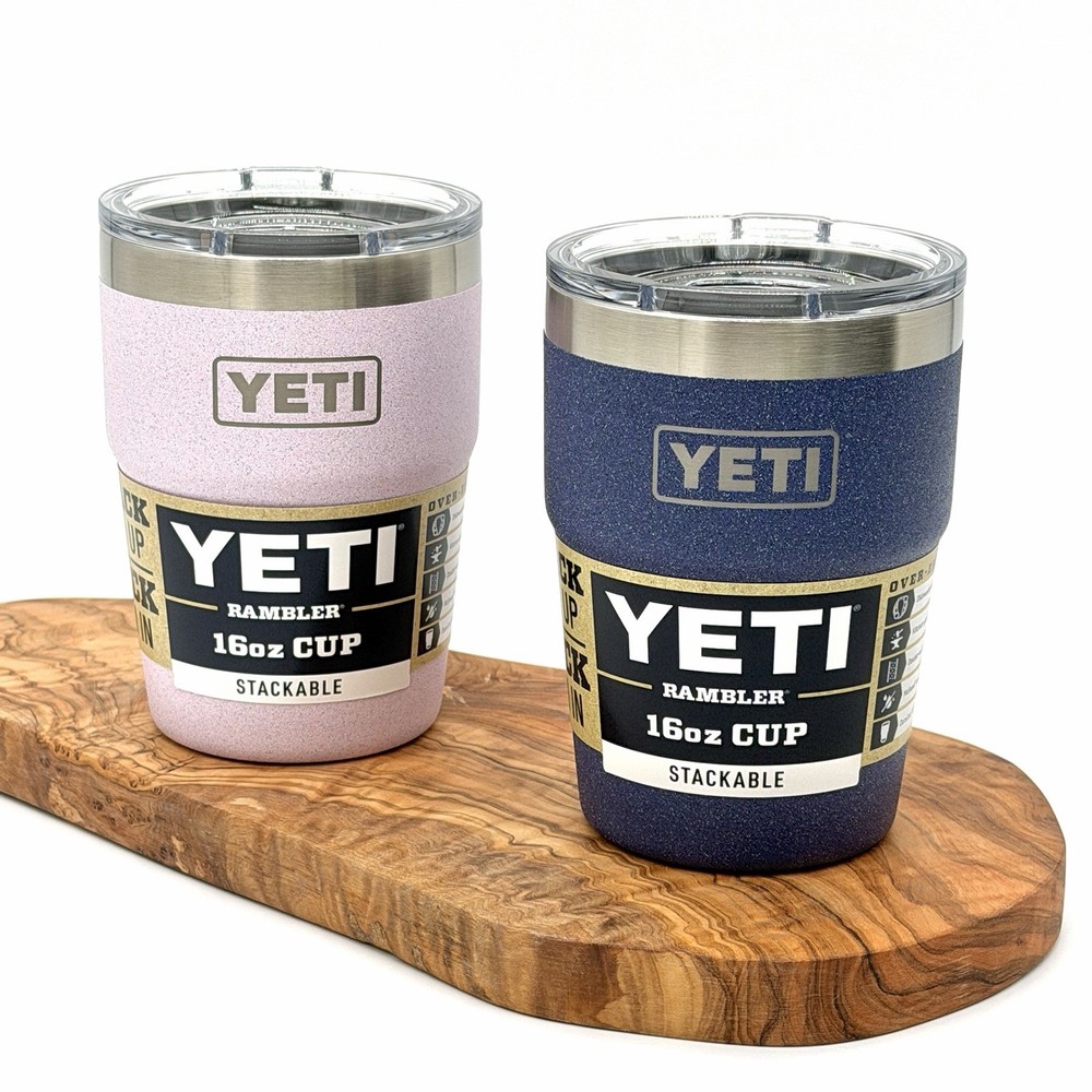YETI Rambler 16 oz Stackable Cup Cherry Blossom & Moon Dust LE Stone Texture Set