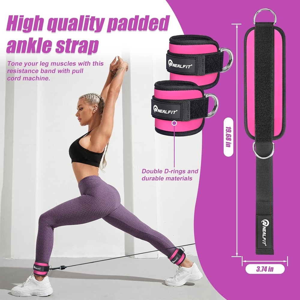 Ankle Strap for Cable Machine, Gym Ankle Cuff for Kickbacks, Leg Extensions, Glu
