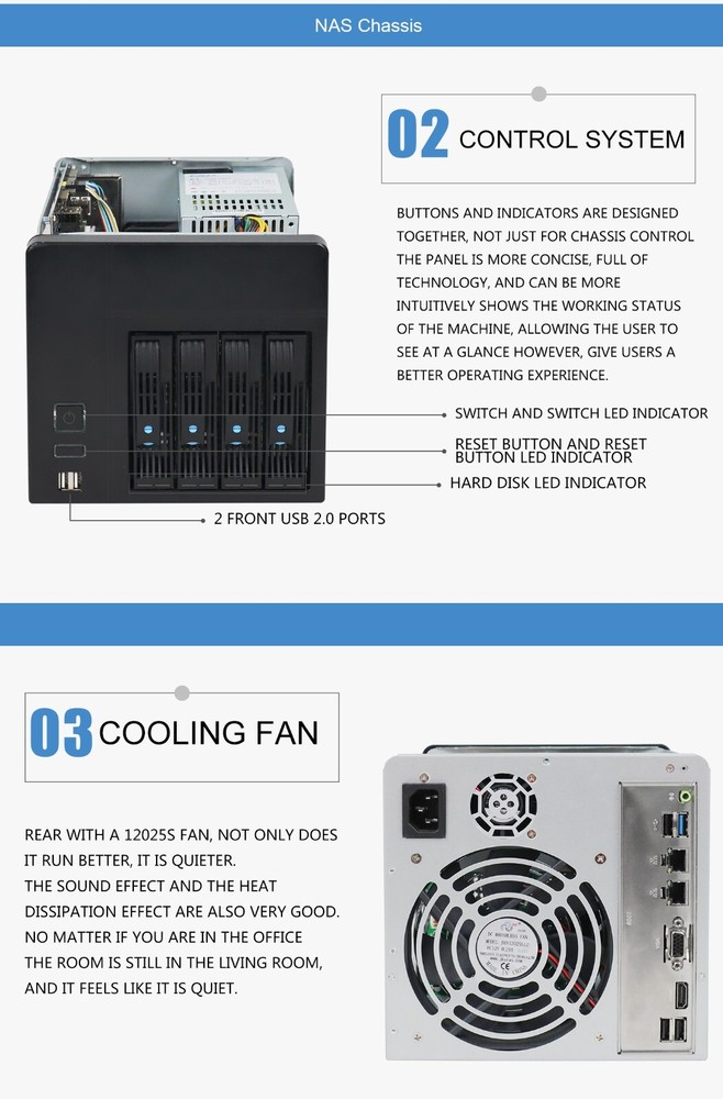 Nas Case Hard Drivers Bay Server Fan case Distributed Storage Home Empty chassis