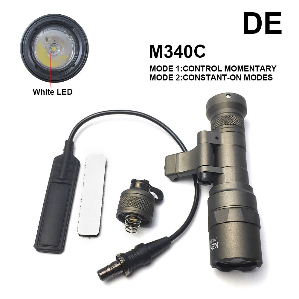 M340C LED Flashlight M340 Weapon Light with Remote Switch Offset Mount 20mm Rail