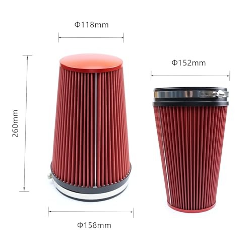 Fiber 6" Cold Air Intake Filter () 260MM RED