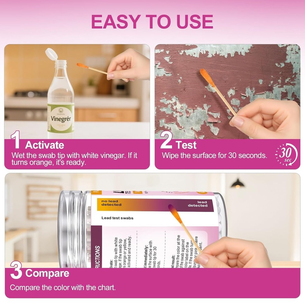Lead Kit 30 Swabs Enhanced Lead Testing Formulation At Home Lead Paint Kit ...