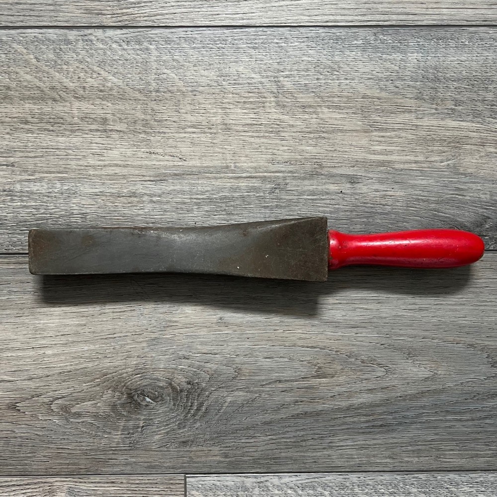 Vintage Crystolon Rectangular Metal Block File Knife Sharpener Red Handle