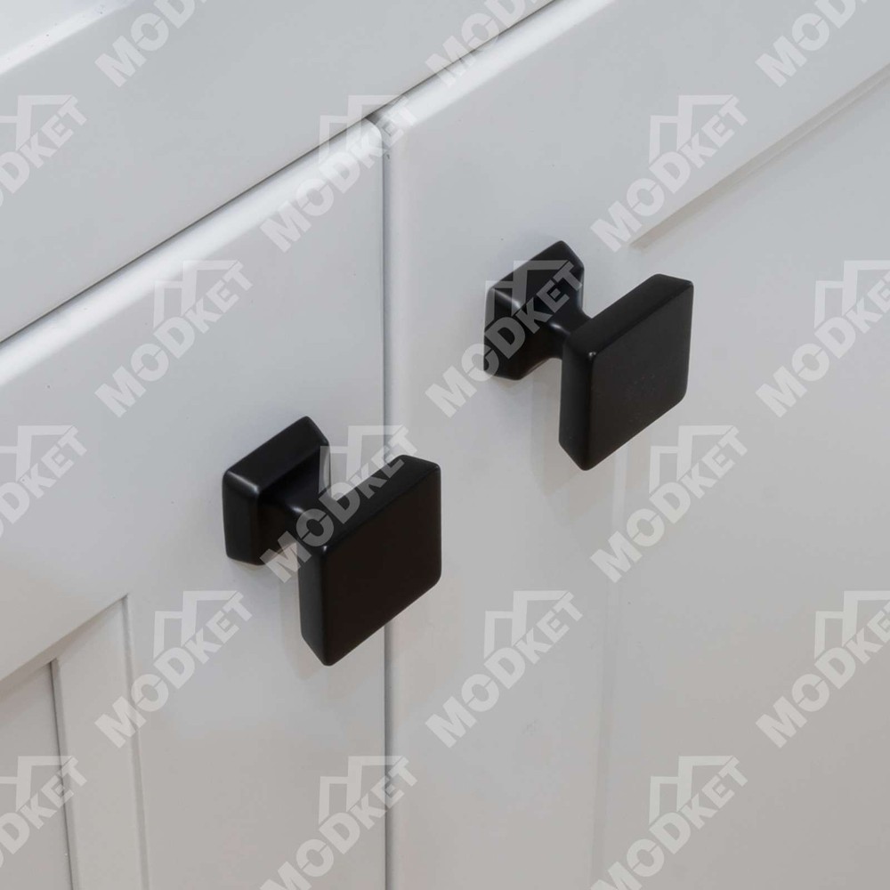 Square Matte Black Solid Cabinet Handles Pulls Knobs Kitchen Bathroom Drawer