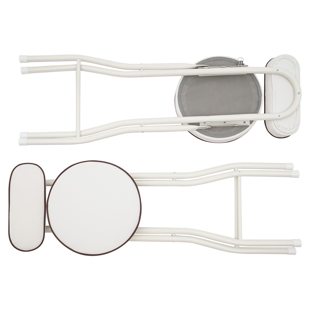 2PCS Bar Stool Portable Folding Stool Padded Folding High Chairs White