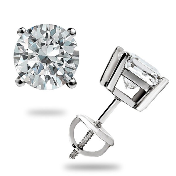 REAL 14K WHITE GOLD 1.00 CT BRILLIANT CUT GRA MOISSANITE STUDS SCREW-BACK GIFT
