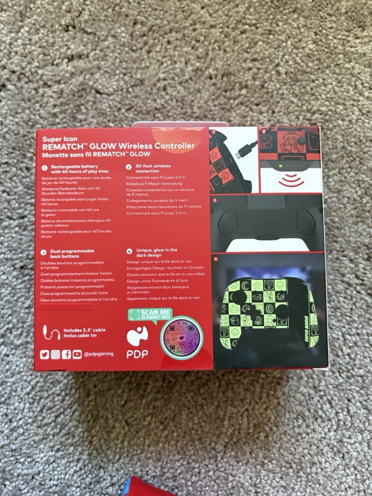 PDP REMATCH GLOW Enhanced Wireless Nintendo Switch Pro Controller Super Mario