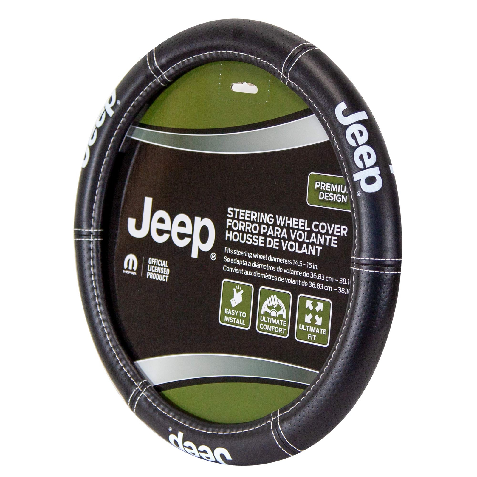 Jeep Deluxe Contrast Stitching Premium Steering Wheel Cover Cars Trucks SUV