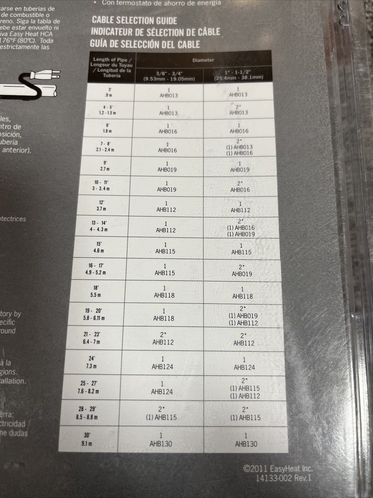 EasyHeat AHB124 24ft Pipe Heating Cable NEW