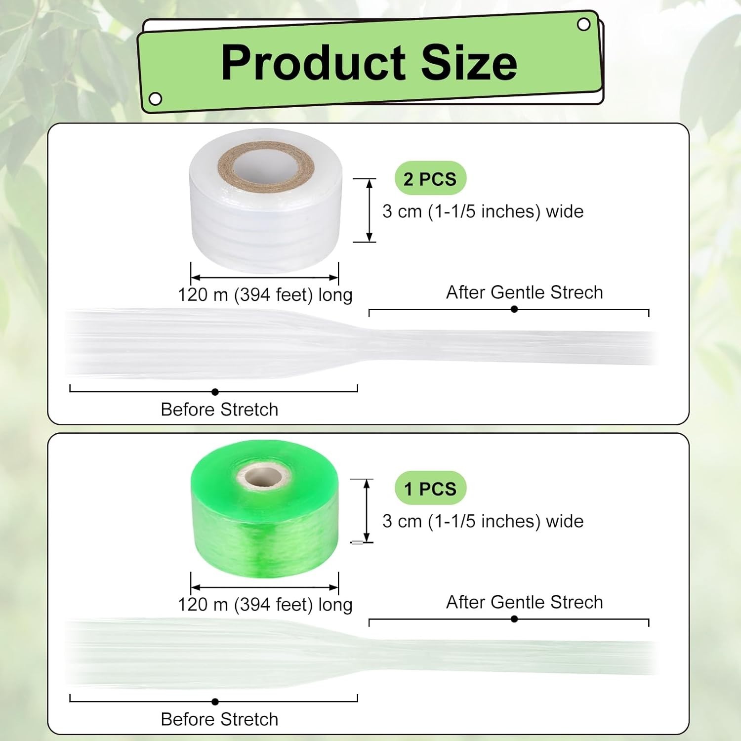 3 Rolls Grafting Tape Stretchable Garden Plants Repair Tape for Fruits Tree