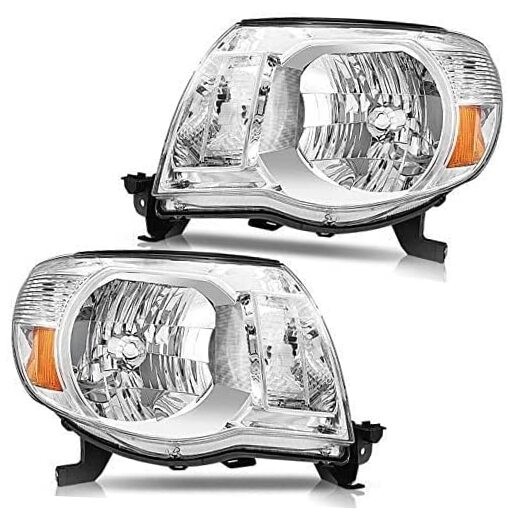 Replacement Headlight Assembly for 2005-2011 Tacoma Driver and Chrome-Amber