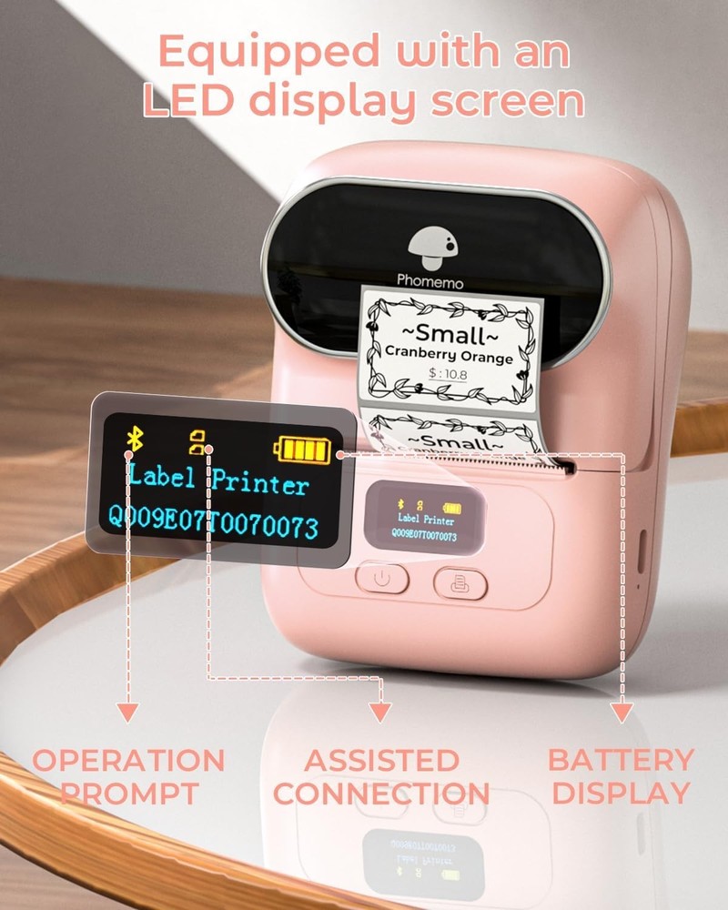 Mini Label Printer with Thermal Technology for Quick Black and White Prints