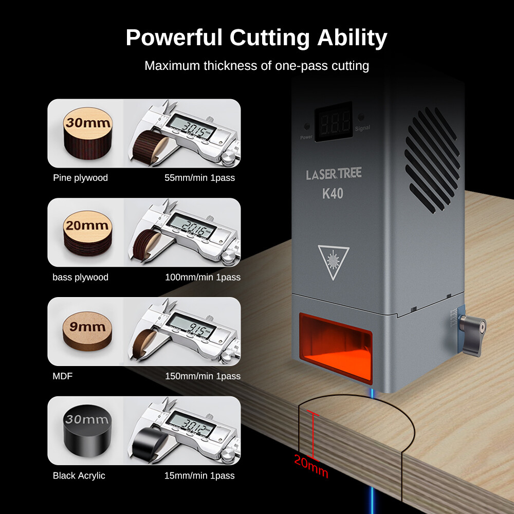 LASER TREE 40W Optical Power Laser Cutting Module Kit K40 Laser Engraver Tools