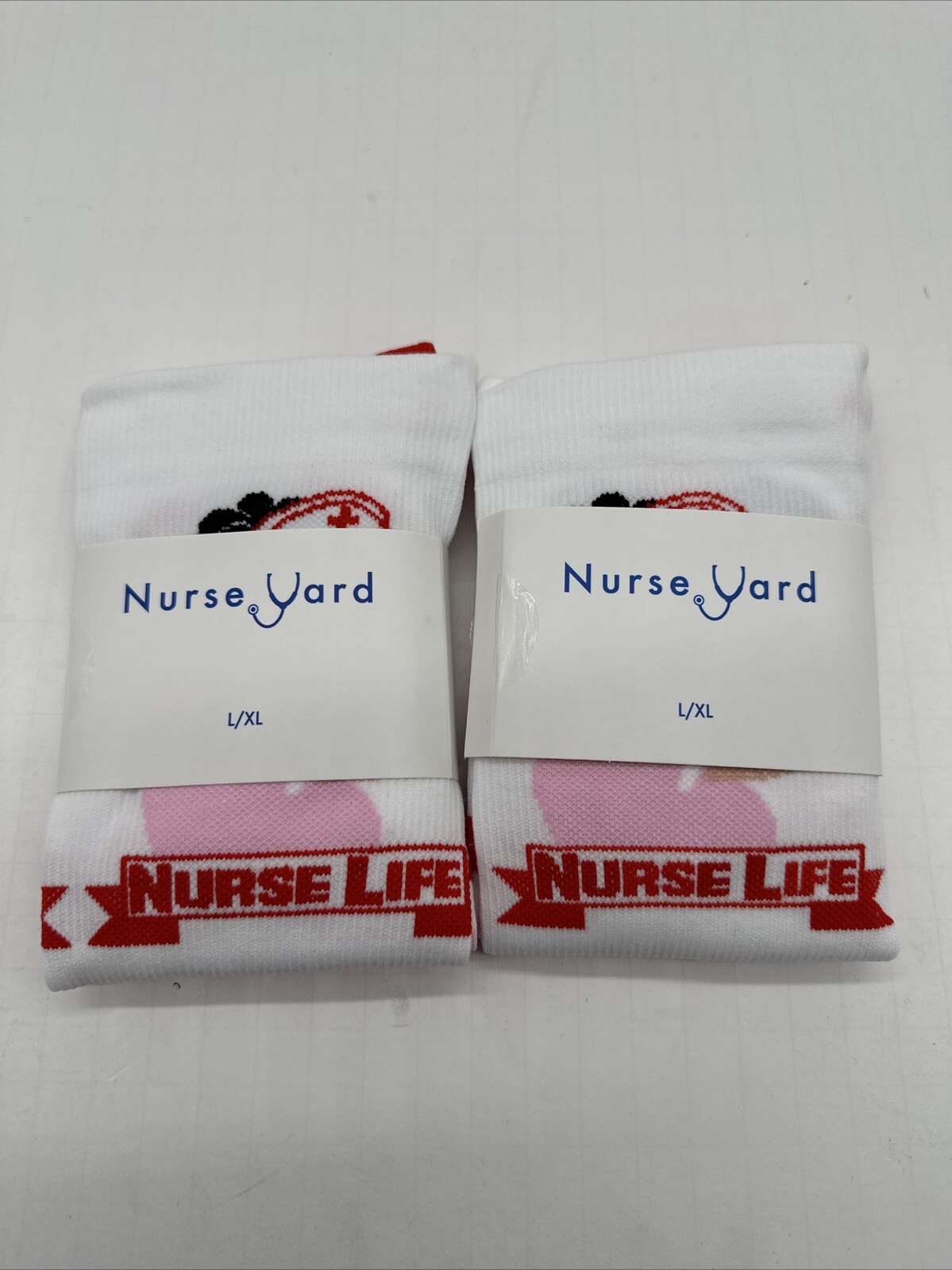 (2 Pack) Nurse Yard Compression Socks L/XL Nurse Adorable