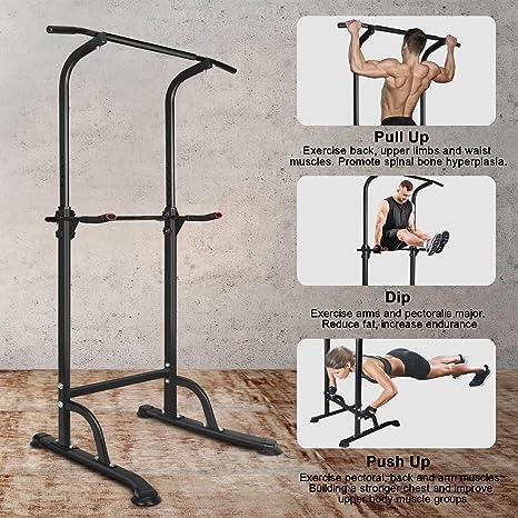 Ergonomic Design Height Adjustable Multi-Function Dip Station Pull Up Bar