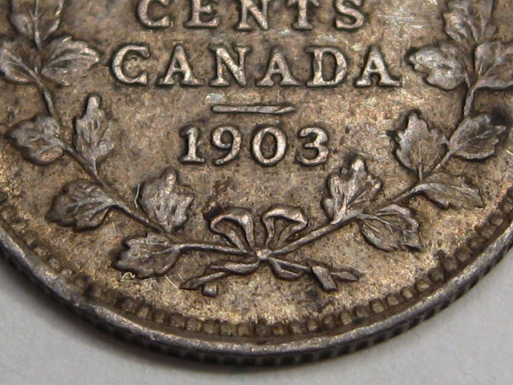 VF w/ Full Crown 1903 Five Cent 5¢ CANADA. #24