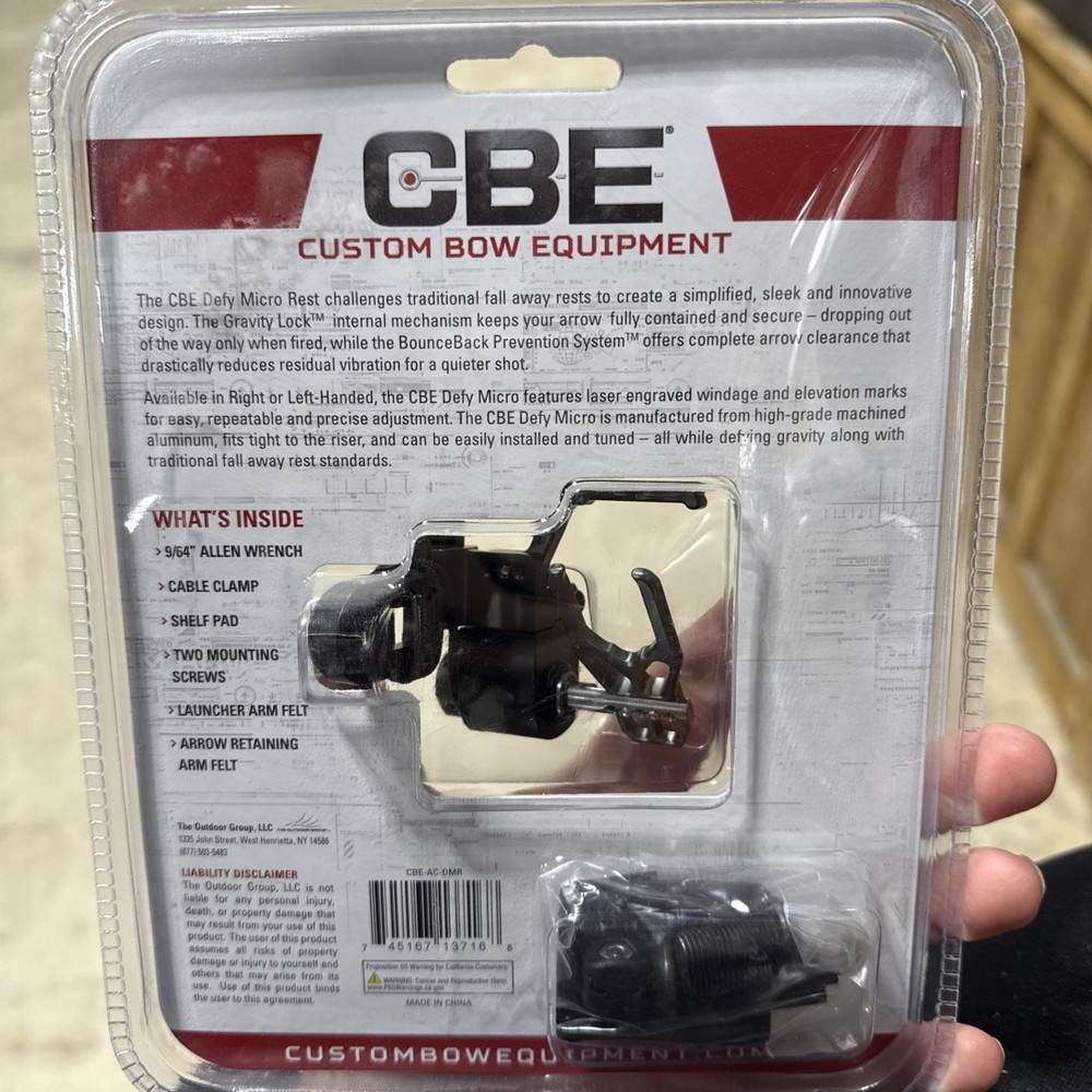 CBE Defy Micro Dropaway Arrow Rest RH
