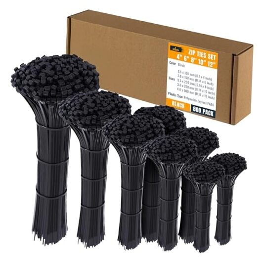 Black Zip Ties Assorted Sizes 800 Pack Black Assorted Sizes 800 Pack